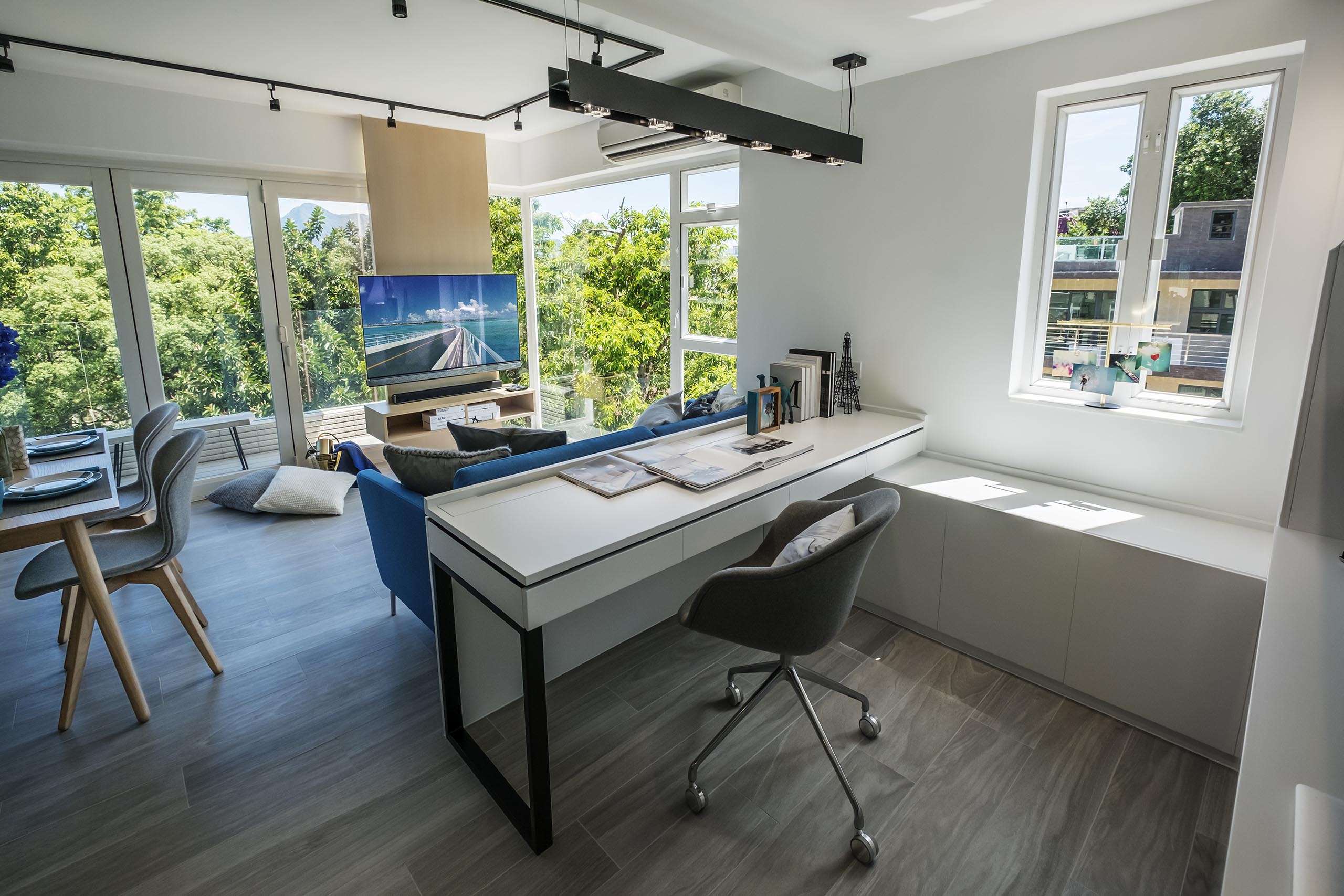 Tai Po East Village's Opened Study Room and Living Room Interior Design